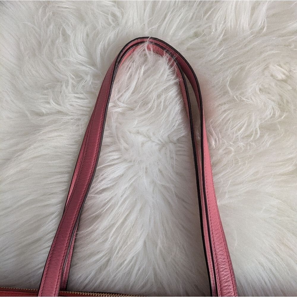 Coach Taylor pink red coral zipper clasp shoulder bag tote - Picture 9 of 16